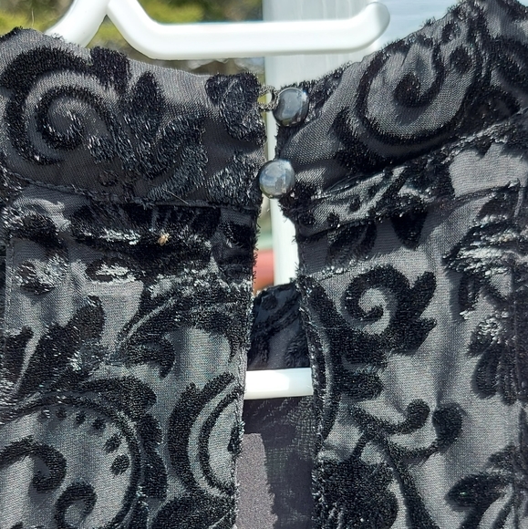 Halter Style Black Flocked Floral Tank - Picture 3 of 7